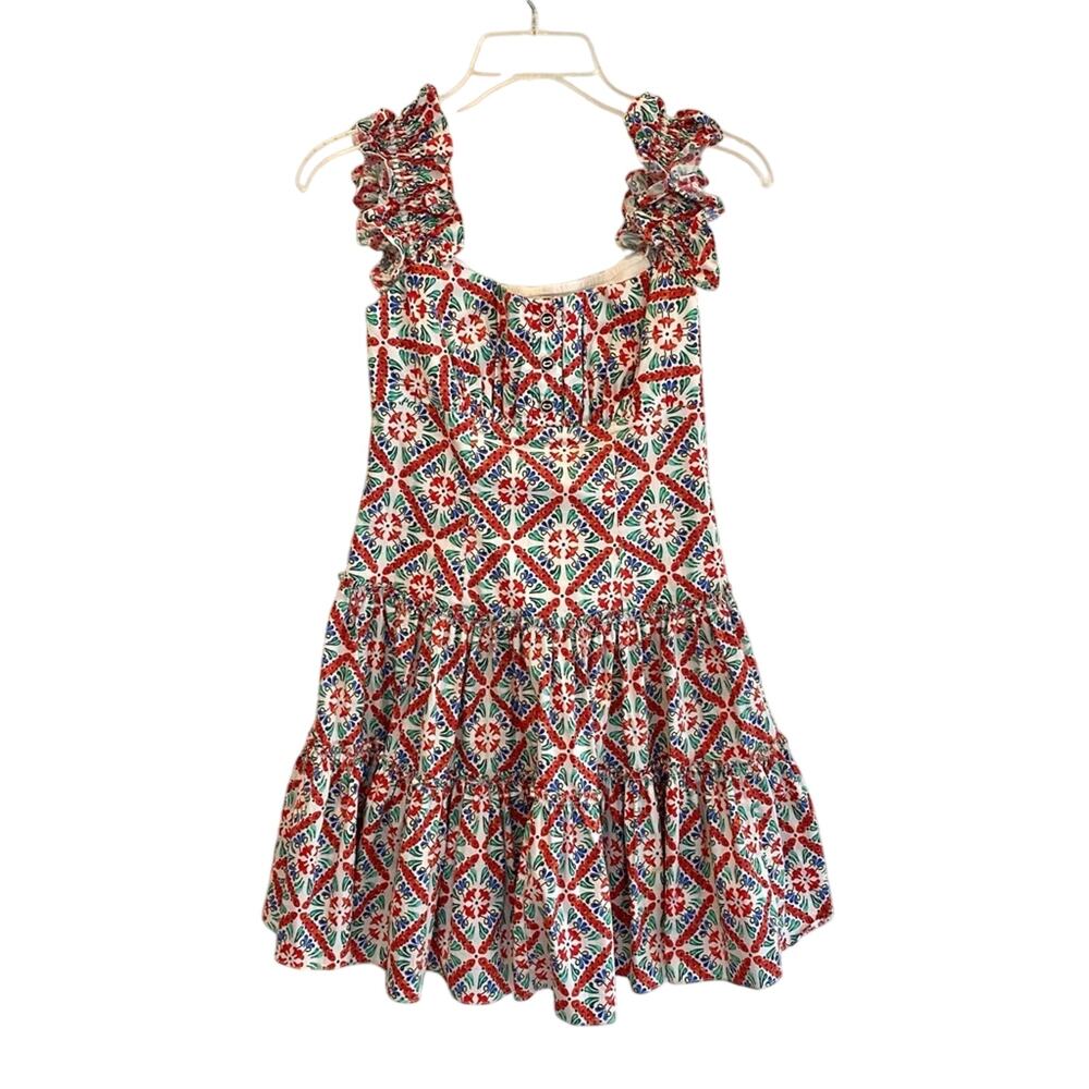 Caroline Constas Maria Square Neck Tiered Ruffle Off Shoulder Mini Dress Resort - Picture 10 of 16